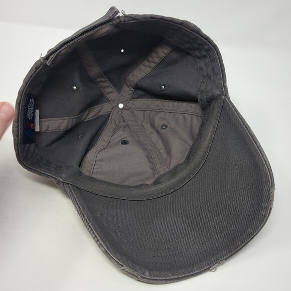 Ha Strapback Baseball Cap Gray One Size Adjustable 6 Panel Distressed Blank - Picture 7 of 9